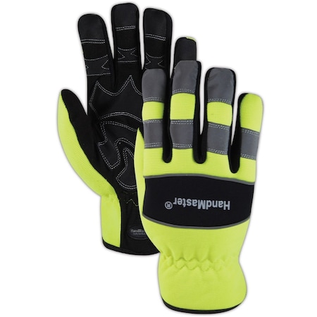 Mechanics Gloves, L, Hi-Viz Yellow, Padded